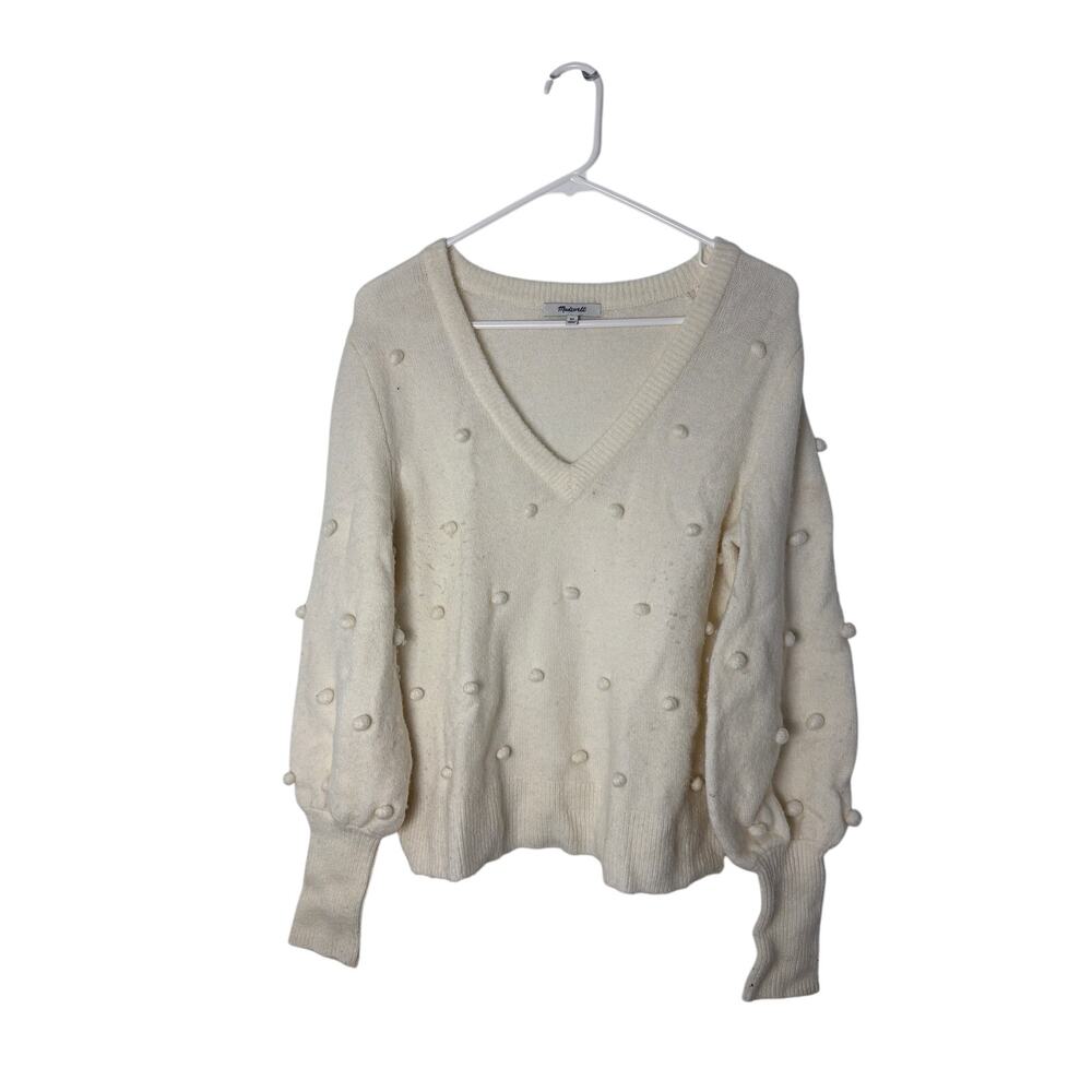 Madewell Cream Bobble Pom-Pom Pullover Sweater Size XS